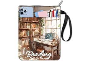 CRASPIRE Custodia per Libri da Scaffale Copertina per Libri da Lettura Impermeabile Lavabile per Scrivania Quaderno Tasca Portadocumenti con Cerniera e Tasca Anteriore Extra per Lettori di Libri