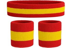 ONUPGO Ensemble de Bandeau (3 pièces) Sports Bandeau Poignet rayé Sweatband Tissu éponge Poignet Athletic Exercice Basketball Poignet Bandeau et Bandeaux humidité Mèche Sweat Head Band Absorbant