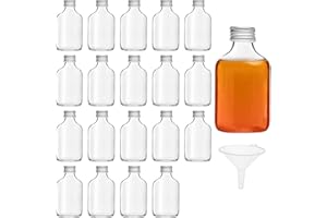 BELLE VOUS Bottigliette Vetro 50 ml Tappi a Vite Argentati e Imbuto (20pz) - Bottigliette Vetro per Liquori - Bottiglie Mignon Feste e Bottiglie Bomboniere per Alcol, Grappa, Whisky, Shots e Liquori