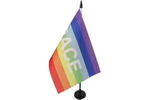 AZ FLAG Bandiera Da Tavolo Arcobaleno Pace 21x14 cm - Piccola Bandierina Pace - Rainbow Flag 14 x 21 cm