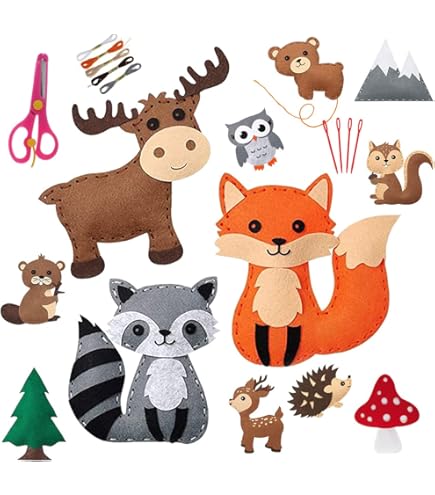 10 Stück Waldtier Nähset Für Kinder Ab 6 Jahre - Bastelset Mit Filztieren