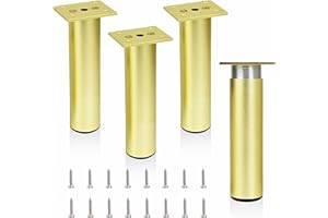 MIXDORA 4Pcs Adjustable Furniture Legs Gold Metal Sofa feet Aluminum Alloy Couch Legs Wardrobe Foot Bed Feet Furniture Replacement Legs (Gold, 15cm)