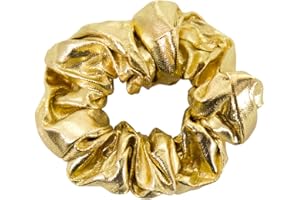 Oblique Unique Scrunchie Haargummi Zopfgummi Haarband für Mädchen Damen Frauen elastisch 80er Jahre 80s Motto Kostüm Party Fasching Karneval Haar Accessoire - Gold