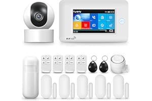 LWOHSI Système d'alarme domestique, système d'alarme sans fil 4G wifi avec caméra de surveillance 1080p, alarme antivol domestique à écran tactile 4.3 "compatible avec Alexa Google Home