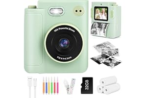 Ambesty aparat cyfrowy dla dzieci, z papierem do drukowania, karta TF 32 G, ekran 2,4", 1080p, natychmiastowy druk, prezent na Boże Narodzenie dla dzieci w wieku 3-12 lat