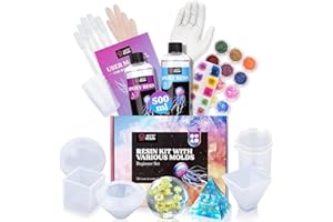 LET'S RESIN Epoxy Resin Kit Complet, 500ml Kit Resine Epoxy Complet Débutant avec Moule Resine Epoxy