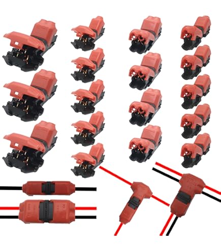 Connecteurs T Tap Basse Tension, Compact Connecteur Solide Sans Soudure Pas Besoin De Dénuder Les Fils, CTRICALVER Borne Du Connecteur En T Convient Aux Connexions De Fils 18-22 AWG(10pièces
