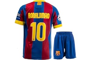 NIHMEX Barcelona Heim Legende #10 Ronaldinho Retro Seltenes Fußball Kinder Trikot Shorts Set Jugendgrößen
