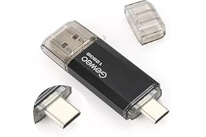 GEWEO Memoria USB 128GB, Flash Drive USB 2.0 Pendrive 128GB 2 en 1 OTG USB C Memory Stick para Smartphones Android, Windows, Android, Pc, Tabletas y Otras Dispositivos USB o Tipo C (Negro)