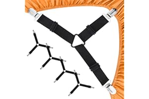 ZAOHUI 4 Pcs Bed Sheet Clips for Bedding, Fitted Sheet Clips, Universal Bed Sheet Holder Lock Grippers, Trilateral Mattress Sheet Clips Straps for Fixing Sheets (Black)