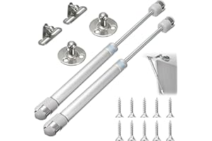 VODUNS Vérin à Gaz 2 PCS Verin Meuble Cuisine Hydraulique Bras de Support Pneumatiques à Ressort 200N Charnières à Fermeture Douce Lisse en Silence Solide, Porte Armoire Coffre avce Cadre d'installation