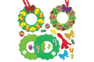Baker Ross Kits de décorations couronnes de Noël à Assortir (Paquet de 8) - Loisirs créatifs festifs pour Enfants AT303