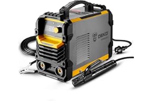DEKO Soldadora 220V MMA, 250A Soporte de Electrodo para Máquina de Soldar ARC, Pinza de Trabajo, Cable Adaptador de Alimentación de Entrada