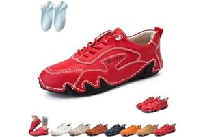 LOVEWLVNCL Damskie włoskie ręcznie robione skórzane buty do chodzenia, wodoodporne, antypoślizgowe buty Beck, codzienne, lekkie, wygodne, wsuwane, minimalistyczne trampki, miękkie podeszwy, mokasyny(Reddish brow