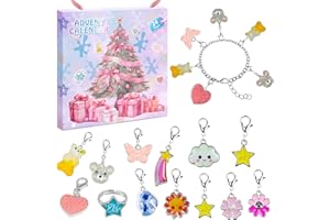 MJUTHY Jewellery Advent Calendar 2025 Kids, 24 Days DIY Cartoon Advent Calendar Girls Children Teens Christmas Countdown Bracelet Ring Necklace Kit with Charm Pendant Birthday Party Surprise Gifts B