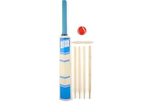 Toyrific PowerPlay BG888 Deluxe Cricket Set with Cricket Bat, Ball, 4 Stumps, Bails and Bag, Size 3 Bat, Blue