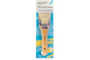 Mont Marte Pinceles para Gesso – 3 Pinceles de Cerda en Tamaños 2, 4 y 6 – Pinceles Planos – Ideal para Gesso, Acrílicos, Óleos, Acuarelas