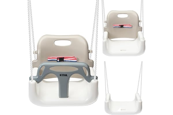 COIL Balançoire d'extérieur 3 en 1 - Balançoire réglable - Dossier inclus - Siège convertible - Beige