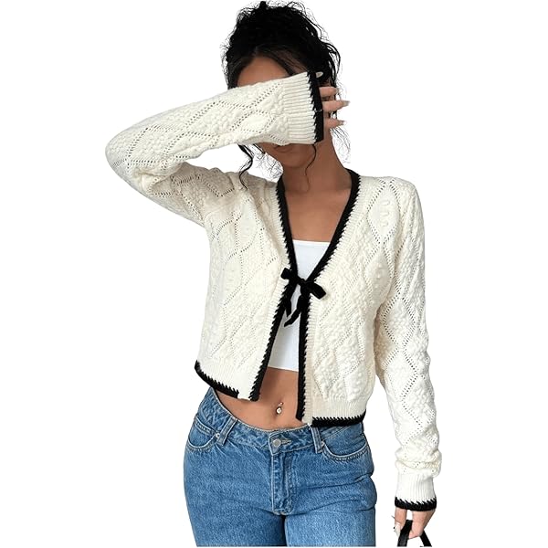 GORGLITTER Bolero Damen Kurz - Strickjacke Crop Cardigan Langarm