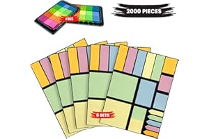 EMPIRE TRADING & COMMERCE Empire 2000 Sticky Notes Bookmarks, Post It Notes Set, Free Multicoloured Transparent Index Tabs, Pastel and Neon Page Markers, Post It Tabs for Home and Office