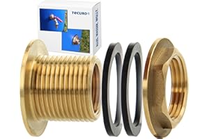 tecuro Regentonnendurchführung IG 3/4 Zoll x AG 1 Zoll, 29 mm Länge, robuste und langlebige Adapterlösung für die einfache Wasserspeicherung