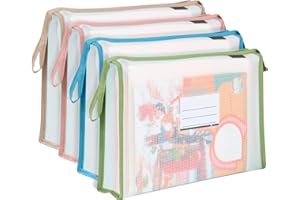 DONGLI 4 Stück Dokumententasche A4,Dokumentenmappe A4 mit Reißverschluss,Kunststoff Umschlag Mappe für Zuhause, Schule, Büro (4 Farben)