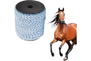BLYEMICHDI Fil de Clôture Électrique, 500 m Corde de Clôture Électrique, Accessoire de Clôture Électrique pour Ferme, Corde Conductrice en Acier Inoxydable pour Chevaux, Bovins, Bétail, 6 mm Conducteur