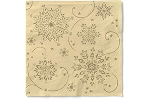 Mank GmbH Tissue Servietten 40x40 cm Premium Einweg Serviette saugstark perfekt für Weihnachtsfeiern & Adventsfeiern Weihnachtsservietten 100 Stück Cristal (Creme)