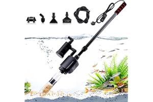 AQQA Odkurzacz do akwarium, 6 w 1, elektryczna wymiana wody do akwarium, 20 W, do czyszczenia żwiru, odkurzacz do wymiany wody, filtr piaskowy, żwir, czyszczenie alg
