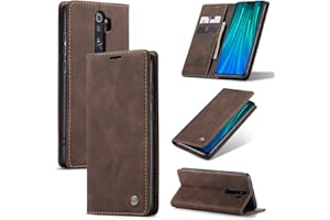 Cracedily Handyhülle für Xiaomi Redmi Note 8 Pro Hülle, Klapphülle Premium Lederhülle Klappbar Flip Case Tasche Magnet Kartenfach Standfunktion Klapphülle Schutzhülle für Redmi Note 8 Pro, Kaffee