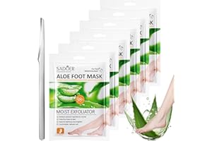 HENJUNU 6 paia Maschera Esfoliante Piedi,Peeling Piedi,Idratante,Secchi e Screpolati,con Kit Pedicure per Uomo e Donna,Aloe Vera