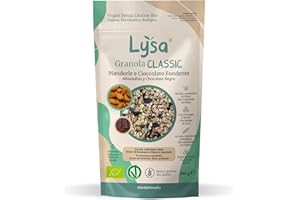 Lysa cereali Granola BIO Classic, Mandorle Cioccolato Fondente e Avena, Senza Glutine, Senza Zuccheri raffinati, Ricca di fibre, Vegan - 280gr