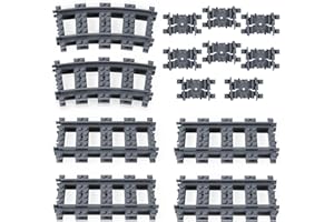 HOTUT City Schienen, 20 Stück City Zug Schienen Set, Bausteine Zug Schienen Set Kompatibel mit dem Marktführer, Spielzeug Eisenbahnschienen für Mädchen und Jungen Geschenk