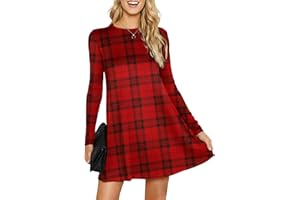 RE TECH UK Womens Ladies Party Dresses for Women UK Long Sleeve Midi Plain Flared A line Skater Swing Dress Jersey Tee Plus Size Dress Summer Winter