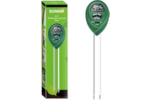 Sonkir MS01 pHmetro del Suolo, Kit di Attrezzi da Giardinaggio per Tester di umidità/Luce/PH 3-in-1 per Giardino, Prato, Fattoria (Verde)