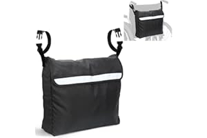 Gucass Rollstuhltasche aus Oxford-Stoff wasserdichte Rollstuhltasche Hinten, Rollstuhl Zubehör Aufbewahrungstasche Tasche für Rollator Rollstuhl Tasche mit Reflektierenden Streifen Groß, Schwarz