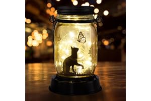 MARCHIORI Solar Lantern Cat, Cat Lovers Gifts, Gifts for Women, Mom, Grandma and Everyone, Gardening Gifts Solar Outdoor Garden Lights, Fence Path Decor Lights, Cats Gift