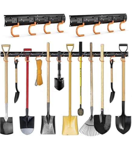 VON STEINEICH Portautensili Da Parete 2x40cm - Gancio Per Scope, Zappe E Attrezzi Da Giardino Con Ganci Antiscivolo - Foto 13