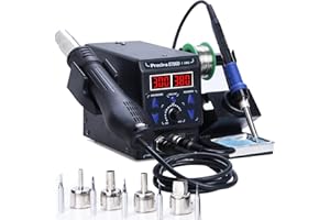 Preciva 2 en 1 Station de Soudage et de Fer à Souder à Air Chaud, Stations de Fer à Souder avec ℉/℃, D'air Froid/Chaud, Correction de Température Numérique et Fonction de Veille(EUR)