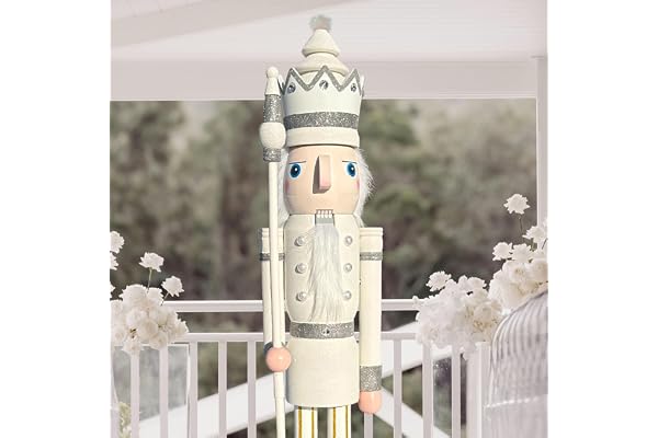 CDL 120 cm 48 tum lång livstorlek stor/gigantisk röd jul trä nötknäppare kung prydnad på stativ rymmer gyllene spira för inomhus utomhus jul/evenemang / ceremonier/kommersiell dekoration K30