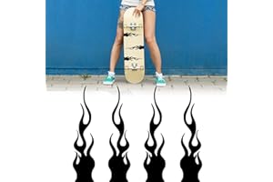 TOMALL 4 pezzi Adesivo riflettente per auto in vinile con fiamma per sport moto skateboard computer portatile decorazione fai da te(Nero)