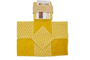 Lingettes démaquillantes lavables bambou, cotons réutilisables, pads, fait main, lot de 7 (Jaune curcuma à motifs)