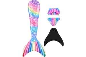 NAITOKE Niñas Cola de Sirena con Aletas para Nadar/Vacaciones/Fiesta/Fotos