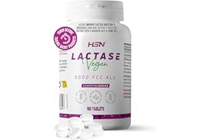 HSN Lactasa 5000 FCC ALU | 180 Tabletas | Enzima para la Alimentación | Alta Actividad Enzimática Declarada | 100% Natural: Aspergillus oryzae | No-GMO, Vegano, Sin Gluten