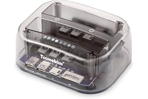 Tccmebius TCC-S866-DE USB 3.0 Bahía Dual Externo Estación de Acoplamiento de Disco Duro con USB 3.0 Hub y Tarjeta de Lector, para 2,5'' 3,5'' SATA HDD SSD, Apoyo UASP, Clon sin Conexión (20TB×2)