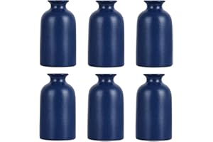 QIANLING Lot de 6 vases bourgeons en céramique Bleue – Petit Vase Bleu imperméable, décoration de vases Bleus pour la Maison, Salon, décoration de Table, décoration de cheminée et décoration d'entrée.