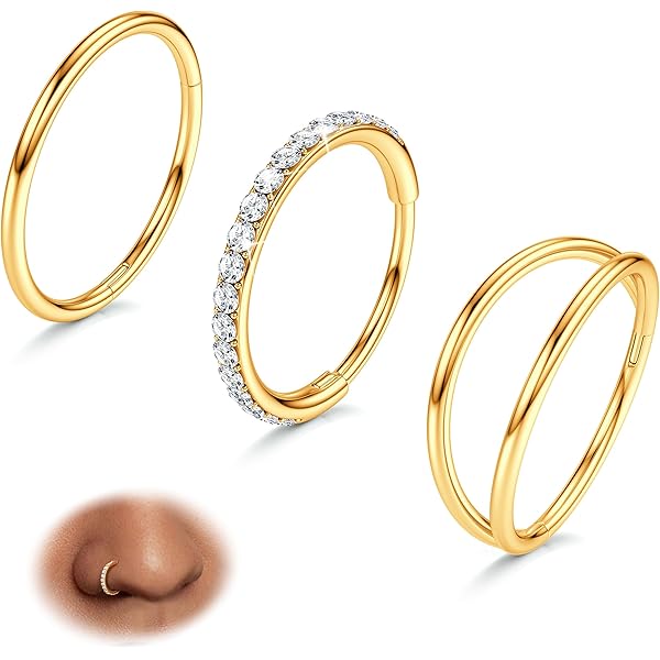 Roségold Nasenring - Dünn 24G 7mm Ring - Glattes Gold Gefüllt Piercing Schmuck