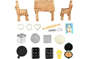Zecouk Accessori per Casa delle Bambole, Mini Oggetti in Miniatura Cucina 1/12 Mobili Cucina Casa delle Bambole Set per Micro Cucina Decorazioni, Mini Cibo Micro Tavoli e Sedie Accessori per La Casa