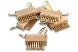 GBACHOOSE 6 Pcs Weeding Wire Brush, Wooden Patio Weed Brush Head With Scraper, Weed Remover Tool for Cleaning Block Paving and Driveway Weed