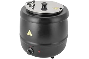 DCSYOG Zuppiera elettrica bollitore per zuppe da 10 litri con inserto rimovibile in acciaio inox, pentola da banco regolabile 35-80°C scaldazuppe gastro per buffet catering gastro